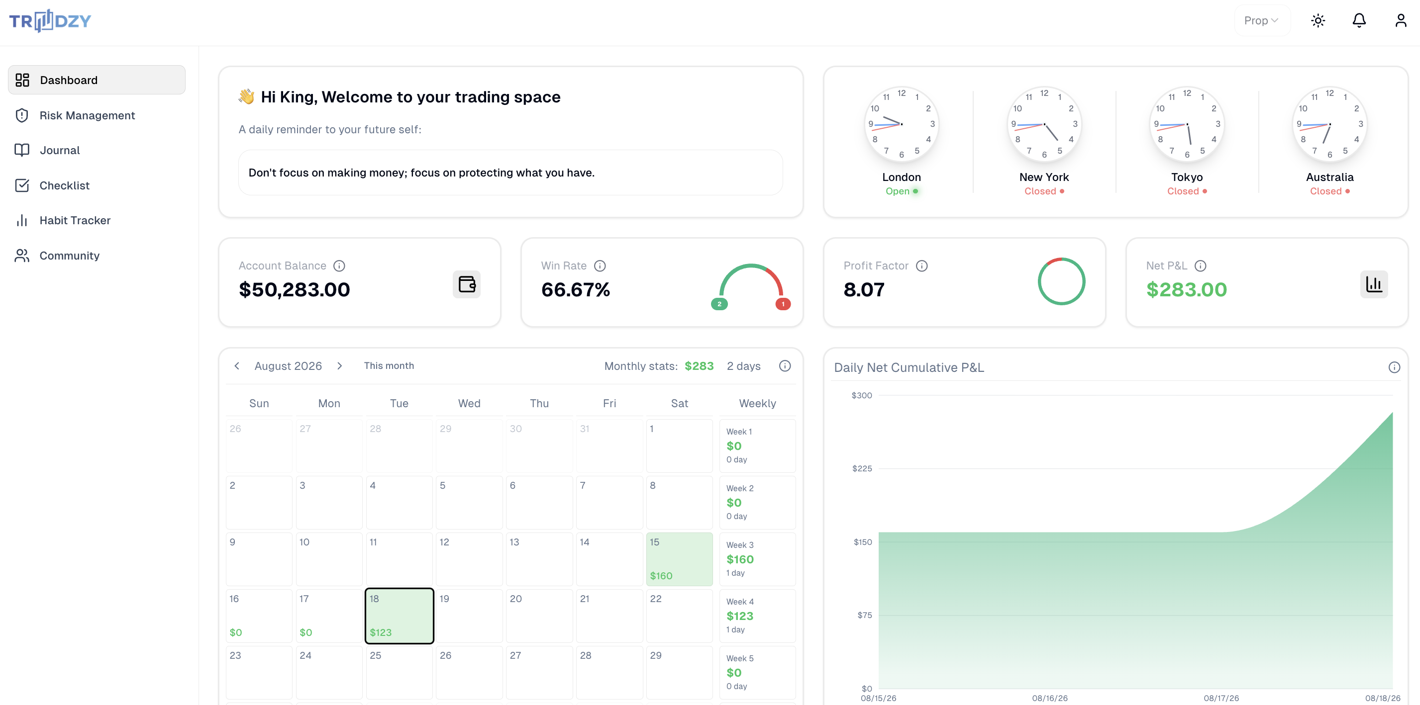Tradzy advanced analysis screenshot